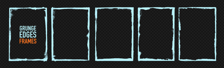 Photo edge picture overlay grunge frames. Realistic grunge texture border overlay, snow edges effect. Rectangular vintage paper texture with brush strokes, scratches and rough borders.