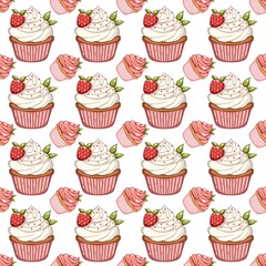 seamless pattern with cupcakes