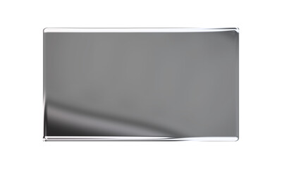 Sleek 3D render of a plastic or glass metallic panel with a shiny chrome frame, cut out png