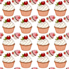 seamless pattern with cupcakes