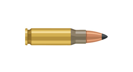 Detailed illustration showcasing a single bullet cartridge on a crisp white background, depicting ammunition projectile 2D render visual 3d
