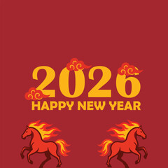 happy 2026 new year,, fire horse chinese new year
