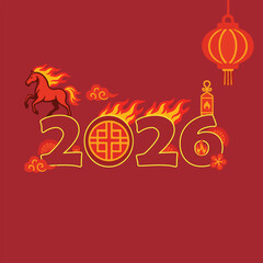 happy 2026 new year,, fire horse chinese new year