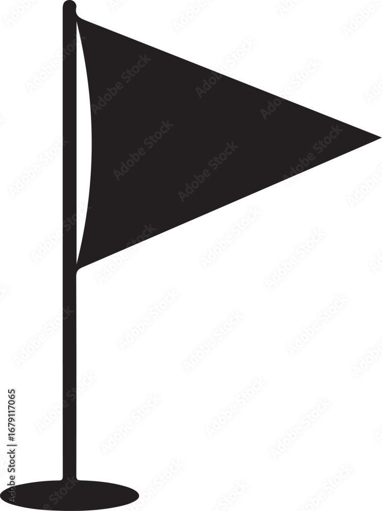 Poster a simple black silhouette of a triangular flag on a pole isolated against a white background represe