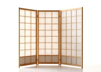 Light wood room divider with squared panels