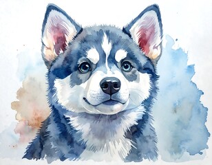 Watercolor puppy portrait