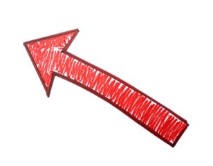hand drawn red arrow on transparent background