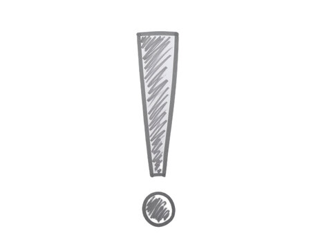hand drawn exclamation mark on transparent background