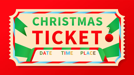 Christmas ticket or coupon in candy cane style