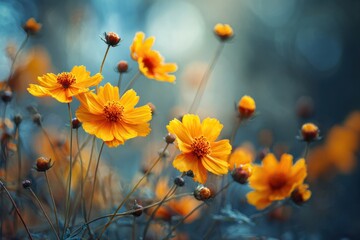 Sunlit Yellow Coreopsis Flowers