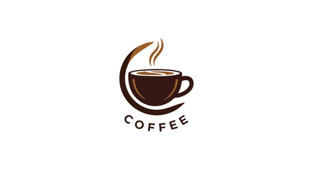 Elegant coffee cup logo design with stylized steam and curved element, ideal for branding and marketing campaigns related to cafes or coffee bean