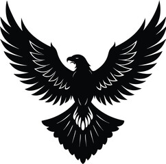 Majestic flying eagle silhouette with outstretched wings in dynamic pose