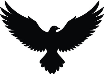 Majestic flying eagle silhouette with spread wings detailed vector graphic