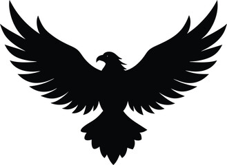 Majestic flying eagle silhouette with spread wings in dynamic pose