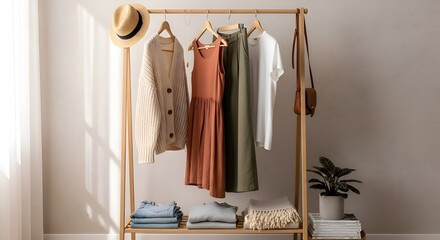 wardrobe with clothes