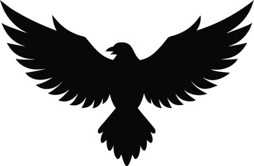 Majestic flying eagle silhouette with spread wings in dynamic pose