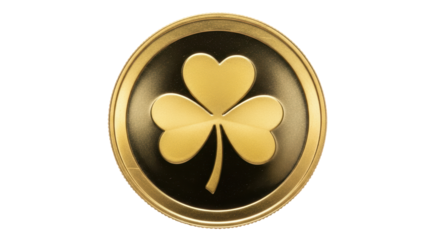 Isolated Gold Shamrock Coin