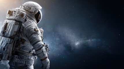 Naklejka premium Astronaut explores the vastness of space surrounded by stars and galaxies