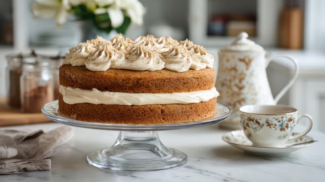 Stunning Coffee Break with Delicate Cake, Perfect for Branding Campaigns Inspiring Creativity and Tranquility.