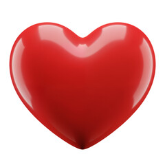 Glossy red heart symbol of love and passion realistic rendering with smooth reflections and shiny surface transparent background
