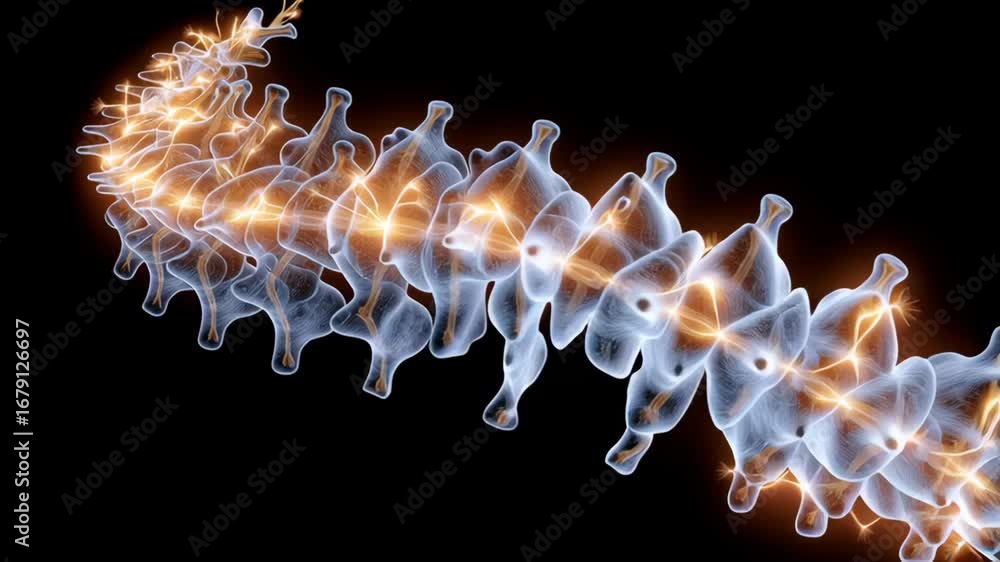 Poster luminous spine design featuring intricate details and glowing elements, showcasing captivating blend