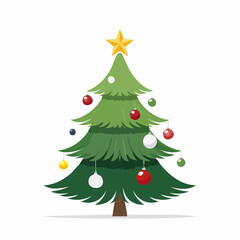 Fototapeta premium Weihnachtsbaum mit Kugeln und Stern