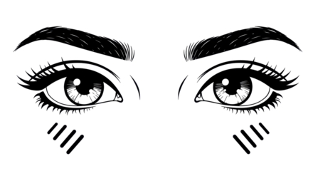 Isolated Decorative Eyes with Tribal Markings