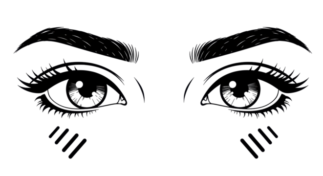 Isolated Decorative Eyes with Tribal Markings