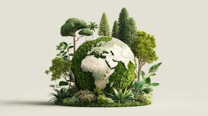 Serene Earth Day Globe Concept Vibrant Landscapes, Flourishing Greenery, and a Gentle World in Harmony Ideal for Inspiring Environmental Campaigns, Promoting Sustainability, or Encouraging.