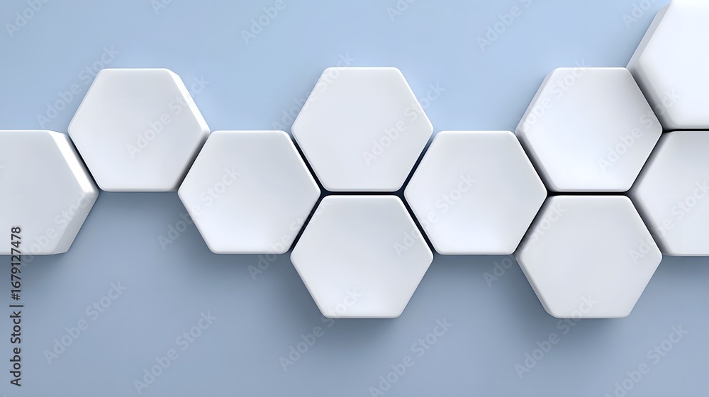 Aufkleber an abstract, minimalist background featuring a repeating pattern of white hexagonal shapes on a gray