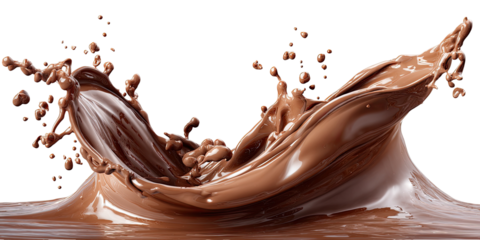 Chocolate liquid splash against transparent background
