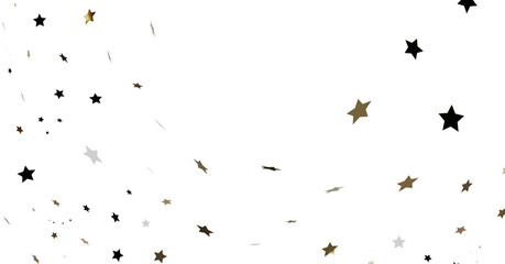 Gold, Black, and Gray Stars Scattered on White