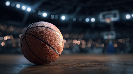 Vibrant Basketball Ball on Wooden Court Dynamic Concept for Branding and Marketing, Inspiring Creativity.