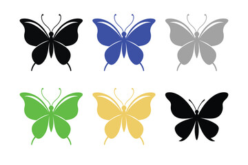 An icon set of 6 Butterfly silhouette vector illustration for art design