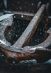 Rusted anchor in the snow