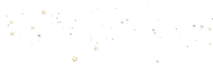 Beautiful winter holiday background with gold stars and silver snowflakes. Perfect for Christmas cards, websites, and mo