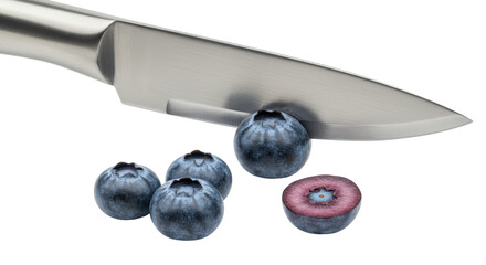Isolated Fresh Blueberries with Knife