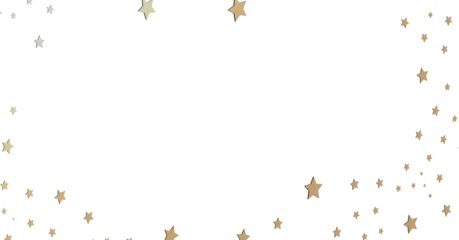 Gold and Silver Stars on White Background