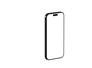 High-quality photo of a black smartphone mockup with a blank screen, isolated on a white background. Perfect for app presentations or website d