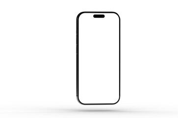 High-quality image of a modern smartphone with a blank screen, perfect for app presentations or website mockups. Isolated on white background.