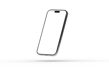 High-quality 3D render of a modern smartphone with a blank screen, perfect for app presentations or website designs.  Clean and minimalist.