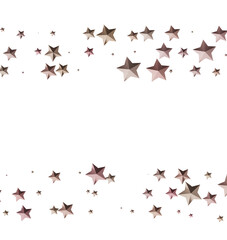 Beautiful image of rose gold stars scattered on a white background. Perfect for holiday or celebration designs.