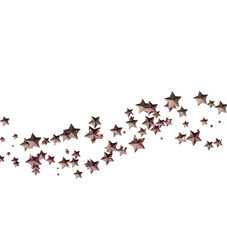 Sparkling rose gold stars confetti on white. Perfect for holidays, celebrations, and festive designs.