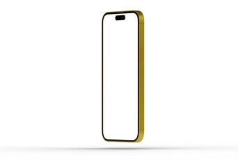 High-quality image of a golden smartphone with a blank screen, perfect for app presentations or mobile device showcases.