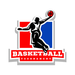 Basketball player jumping logo design