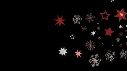 Festive background with red and white stars and snowflakes on a black background. Perfect for...