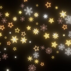 Beautiful winter background with gold stars and snowflakes. Perfect for Christmas, New Year, and holiday designs.
