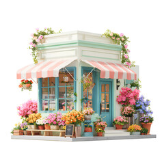Illustration of a Flower Shop with Vibrant Blooms