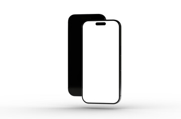 High-quality image of a black smartphone mockup with a blank screen, perfect for app presentations or website designs.
