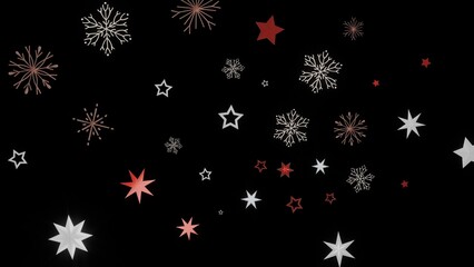 Beautiful winter background with red and white stars and snowflakes. Perfect for Christmas or New Year's designs.